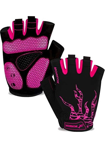 Saytay Bisiklet Eldiveni, Yarım Parmak Bisiklet Eldiveni Mtb Dh Yol Bisiklet Eldiveni Jel Pedi Şok Emici Kaymaz Nefes Alabilir Motosiklet Dağ Bisikleti Eldiveni Unisex Kadın (Pembe (Yurt Dışından)