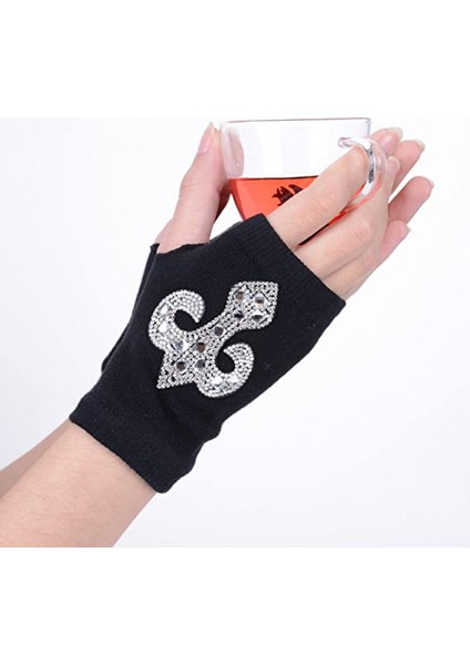 Kadın Punk Kış Kol Isıtıcı Örme Esnek Yumuşak Parmaksız Eldiven, Siyah J (Yurt Dışından) fırsatları