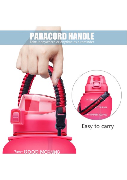 Paracord Saplı ve Çıkarılabilir Pipetli Büyük 1 Galonluk Motivasyon Su Şişesi - Sızdırmaz Tritan Bpa Içermeyen Fitness Spor Su Sürahisi, Zaman Işaretli Şarap Kırmızısı/mor Degrade (Yurt Dışından) modelleri