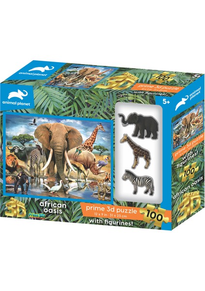 - Afrika Hayvanları 100 Parça Puzzle ve Figür Set 15545