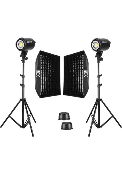 HD-60W LED Video Işığı 2'li Full Set (60X90 Softbox + 260CM Işık Ayağı)