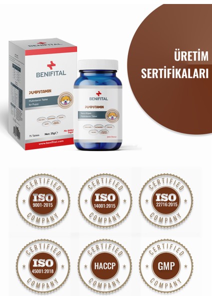 Puppytamin Tablet Yavru Köpeklerin Gelişimini Destekleyici Vitamin ve Mineral Tableti 75 Adet