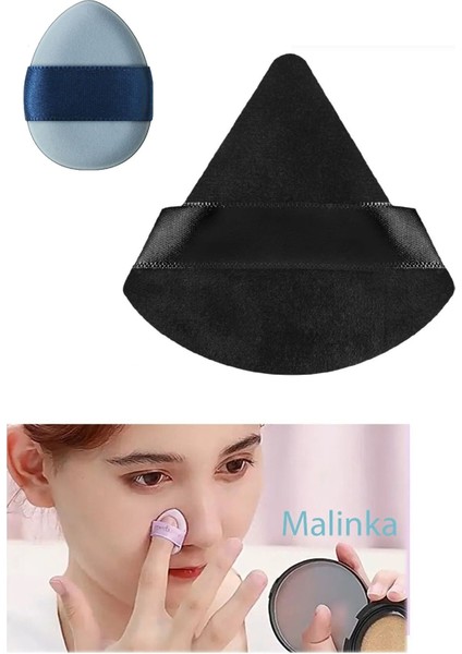 1 Adet Mini ve 1 Adet Üçgen Kozmetik Puf Parmak Yüz Makyaj Sünger Göz Altı Kapatıcı Kuru Islak Bez Süngeri