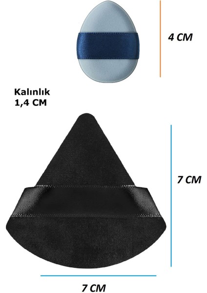 1 Adet Mini ve 1 Adet Üçgen Kozmetik Puf Parmak Yüz Makyaj Sünger Göz Altı Kapatıcı Kuru Islak Bez Süngeri