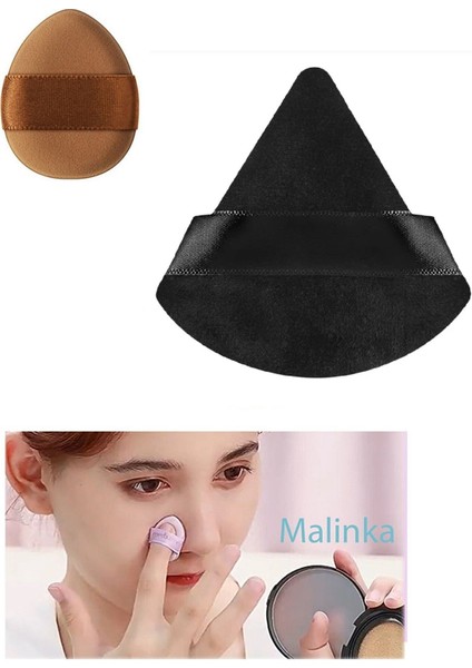 1 Adet Mini ve 1 Adet Üçgen Kozmetik Puf Parmak Yüz Makyaj Sünger Göz Altı Kapatıcı Kuru Islak Bez Süngeri