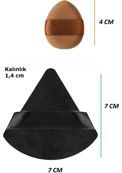 1 Adet Mini ve 1 Adet Üçgen Kozmetik Puf Parmak Yüz Makyaj Sünger Göz Altı Kapatıcı Kuru Islak Bez Süngeri