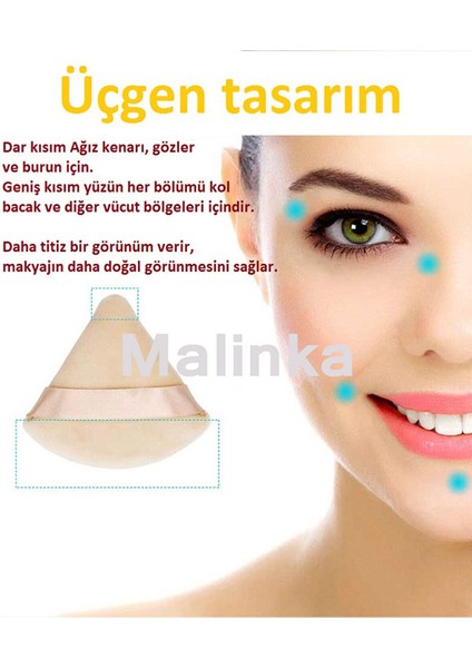 1 Adet Mini ve 1 Adet Üçgen Kozmetik Puf Parmak Yüz Makyaj Sünger Göz Altı Kapatıcı Kuru Islak Bez Süngeri