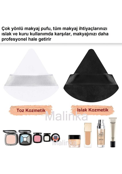 1 Adet Mini ve 1 Adet Üçgen Kozmetik Puf Parmak Yüz Makyaj Sünger Göz Altı Kapatıcı Kuru Islak Bez Süngeri