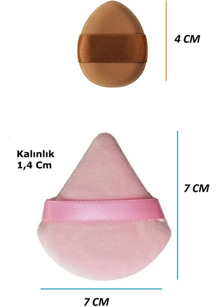 1 Adet Mini ve 1 Adet Üçgen Kozmetik Puf Parmak Yüz Makyaj Sünger Göz Altı Kapatıcı Kuru Islak Bez Süngeri