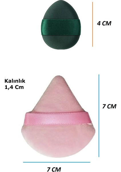 1 Adet Mini ve 1 Adet Üçgen Kozmetik Puf Parmak Yüz Makyaj Sünger Göz Altı Kapatıcı Kuru Islak Bez Süngeri