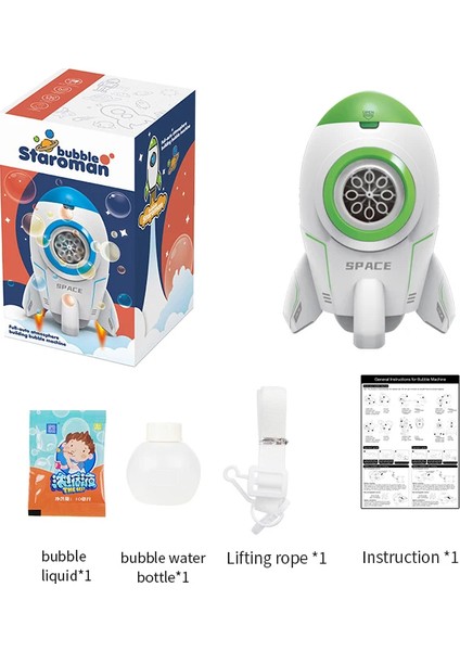 Cicibears Işıklı Roket Kabarcık Çıkaran Oyuncak - Green (Yurt Dışından)