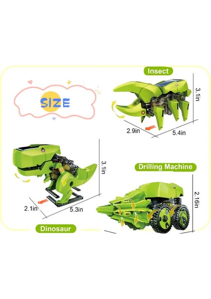 Cicibears Robot Dinozor Güneş Enerjili Bilim Eğitimi Oyuncağı - Green (Yurt Dışından) indirimleri