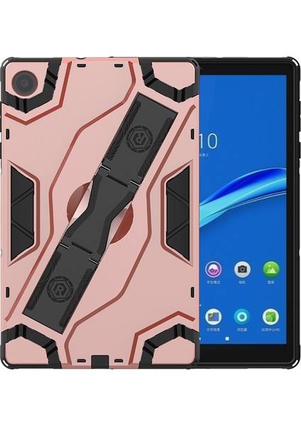 Apple iPad 5. Nesil iPad 6. Nesil iPad Air iPad Air 2 iPad Pro 9.7 Inç Için Uyumlu Tank Kılıf Silikon Zırhlı Standlı Darbeye Dayanıklı Escort Defender Bakır-Rosegold