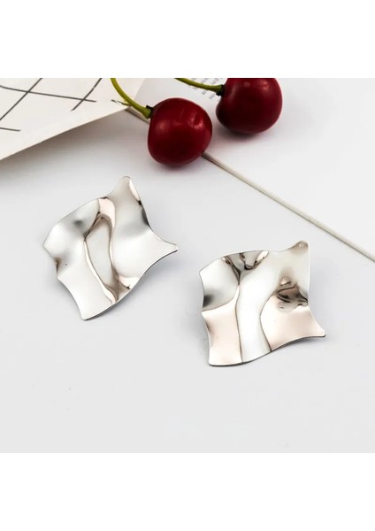 Cicibears Retro Metal Minimalist Küpe - Gümüş (Yurt Dışından)