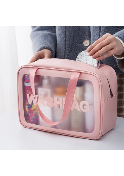 Cicibears Kadın Seyahat Makyaj Çantası - Transparent / Pembe (Yurt Dışından)