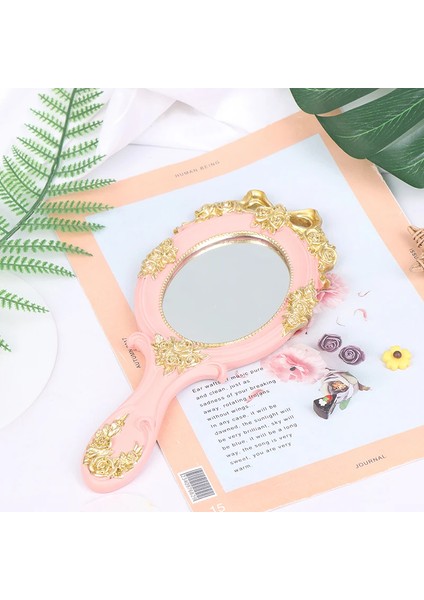 Cicibears Vintage Oyma El Makyaj Aynası - Pembe (Yurt Dışından)