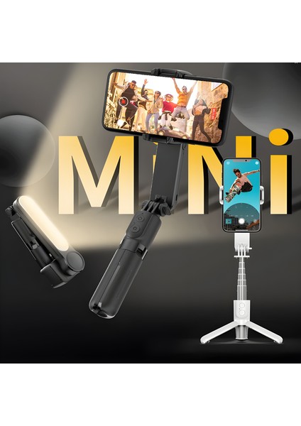 Akıllı Telefon L09 Gimbal Sabitleyici Dolgu Işığı Bluetooth Selfie Video Çekim Tripod