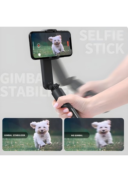 Akıllı Telefon L09 Gimbal Sabitleyici Dolgu Işığı Bluetooth Selfie Video Çekim Tripod