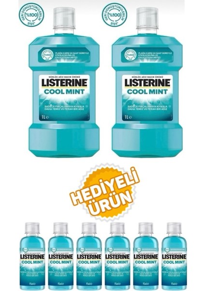 Cool Mint Ağız Bakım Suyu 1 lt 2 Adet + 95 ml 6 Adet