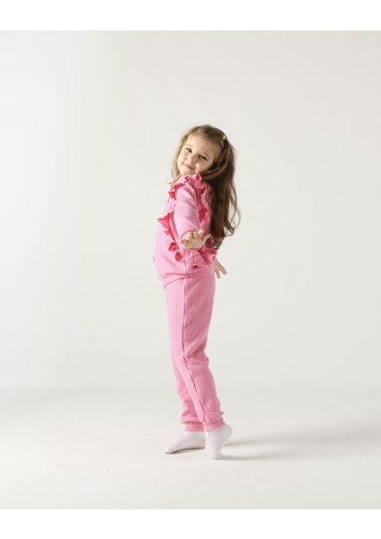 Fırfırlı Pamuklu Uzun Kollu Alt Üst Ikili Kız Çocuk Takım modelleri