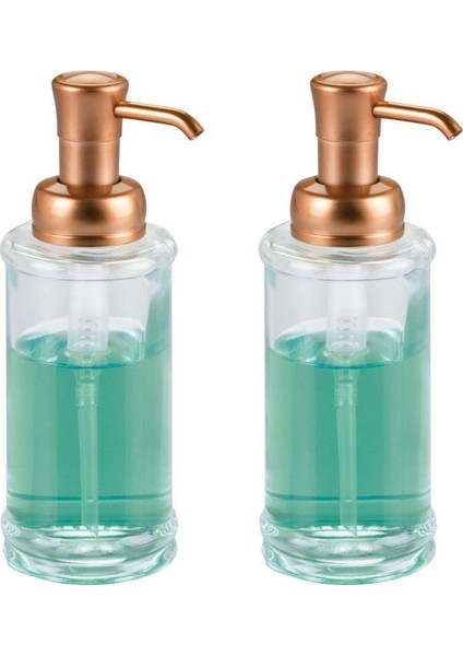 Banyo Seti Sıvı Sabunluk 2 Adet Cam Altın Pirinc Pompalı 7X7X20CM 325ML