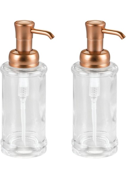 Banyo Seti Sıvı Sabunluk 2 Adet Cam Altın Pirinc Pompalı 7X7X20CM 325ML