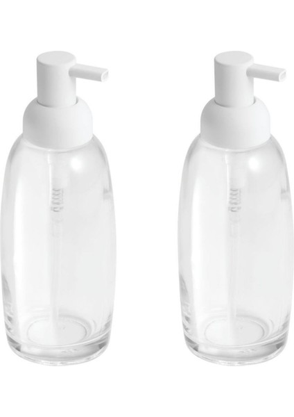 Banyo Seti Sıvı Sabunluk 2 Adet Beyaz Cam 7X7X21CM 300ML