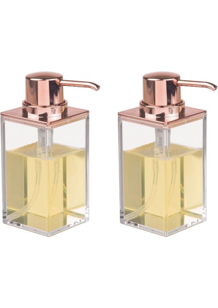 Banyo Seti Sıvı Sabunluk 2 Adet Modern Altın Bakır Tasarımlı 6X6X15CM 400ML