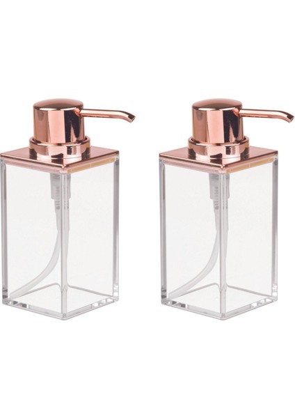 Banyo Seti Sıvı Sabunluk 2 Adet Modern Altın Bakır Tasarımlı 6X6X15CM 400ML