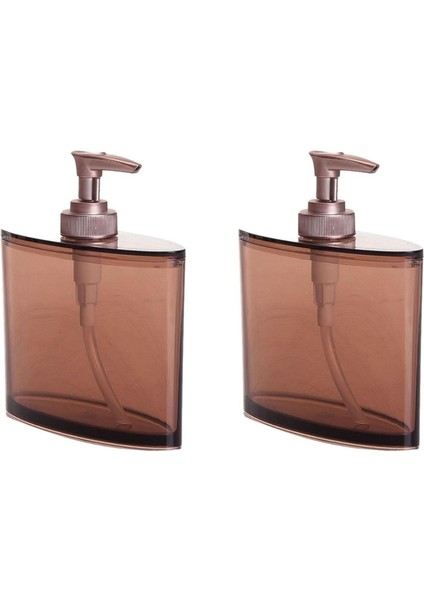 Banyo Seti Oval Sıvı Sabunluk 2 Adet Kahverengi Akrilik 13X5X16CM 350ML