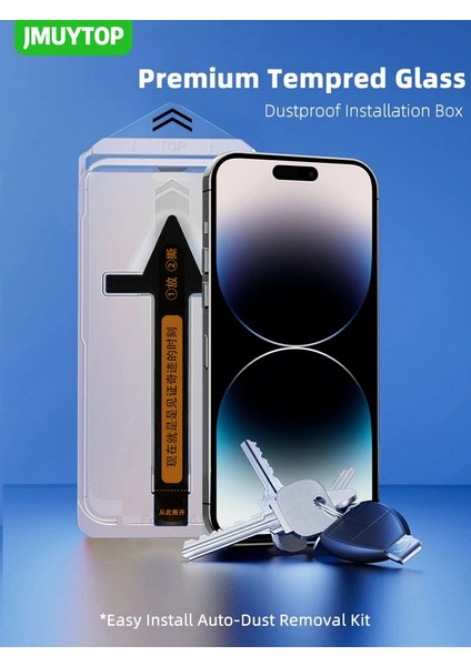 Apple iPhone 14 Uyumlu Ekran Koruyucu Cam (Anti Static) Kolay Yapıştırma Aparatlı modelleri