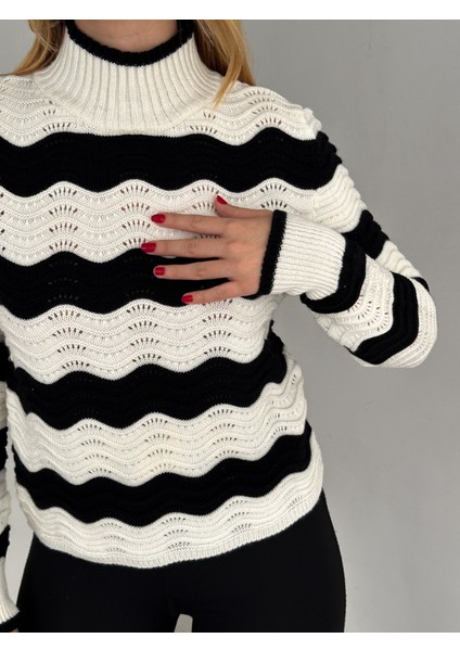 Dalga Desenli Triko Kadın Kazak modelleri