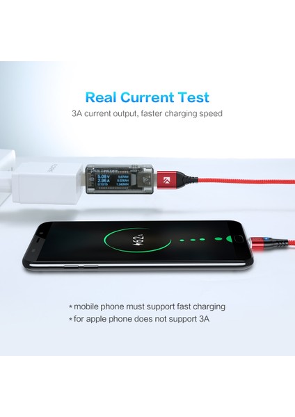 Floveme Manyetik Kablo USB C Kablosu iPhone Mikro USB Tip-C Manyetik Şarj Cihazı iPhone 12 3A Hızlı Magnatic Şarj Kabloları (Yurt Dışından)