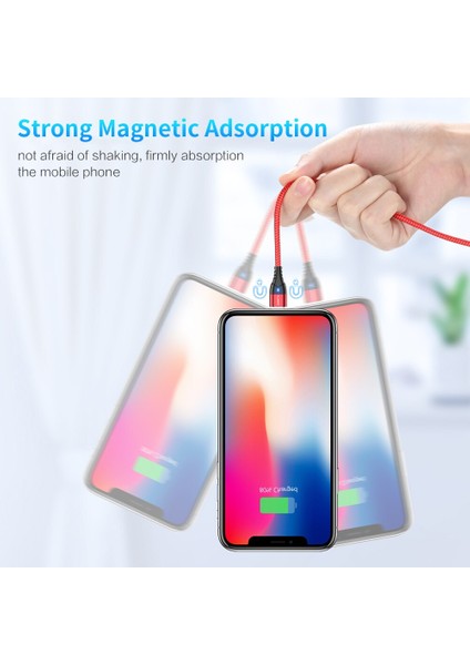 Floveme Manyetik Kablo USB C Kablosu iPhone Mikro USB Tip-C Manyetik Şarj Cihazı iPhone 12 3A Hızlı Magnatic Şarj Kabloları (Yurt Dışından)