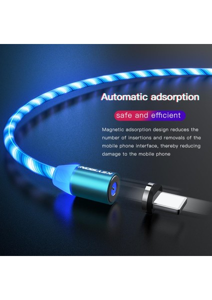 Keysıon Manyetik Kablo Akan Işık LED Mikro USB Kablosu Samsung Tip-C iPhone Için Xiaomi Için Şarj Mıknatıs Şarj Kabloları (Yurt Dışından)