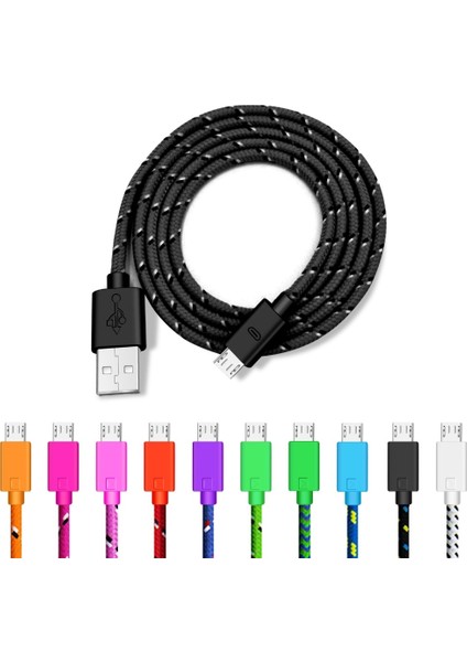 1m/2m/3m Naylon Örgülü Mikro USB Kablosu Veri Senkronizasyonu USB Şarj Aleti Kablosu Samsung Huawei Xiaomi Htc Android Telefon Için USB Mikro Kablolar (Yurt Dışından)