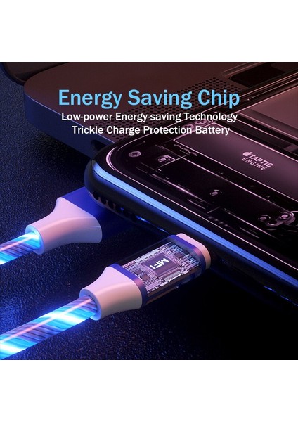 Mvqf 3in1 LED Aydınlatma USB Kabloları Mikro USB C Tipi Şarj Kablosu IPhone 13 Için Huawei Samsung Çoklu USB Bağlantı Noktası USB C Telefon Kabloları (Yurt Dışından)