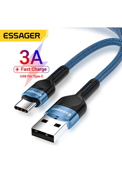 Essager USB C Tipi Kablo 3A Hızlı Şarj Xiaomi Redmi Için Samsung Huawei Şarj Kablosu USB C Veri Kablosu Telefon Şarj Kabloları (Yurt Dışından)
