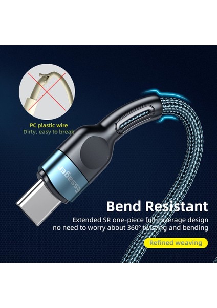 Essager USB C Tipi Kablo 3A Hızlı Şarj Xiaomi Redmi Için Samsung Huawei Şarj Kablosu USB C Veri Kablosu Telefon Şarj Kabloları (Yurt Dışından) modelleri