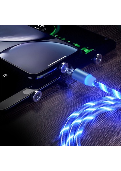 Mvqf 3in1 Manyetik Akış Aydınlık Aydınlatma Şarj Cep Telefonu Kabloları Kablosu Şarj Kablosu Xiaomi LED Mikro USB C Iphone Için (Yurt Dışından)