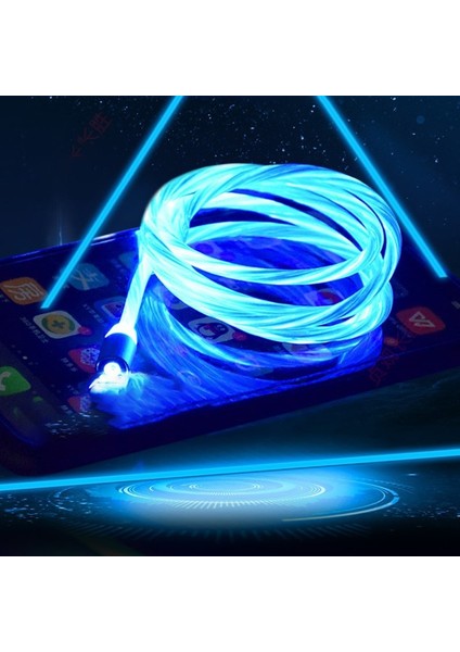 Mvqf 3in1 Manyetik Akış Aydınlık Aydınlatma Şarj Cep Telefonu Kabloları Kablosu Şarj Kablosu Xiaomi LED Mikro USB C Iphone Için (Yurt Dışından)