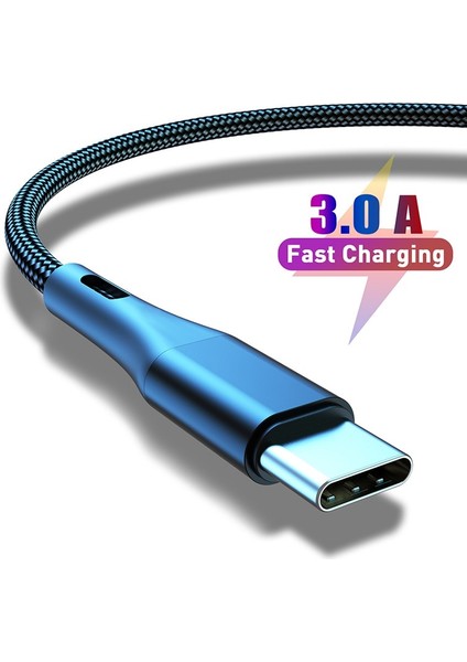 3A Hızlı Şarj Tipi-C USB C Kablosu Samsung S20 S10 Xiaomi Huawei Usb-C Kablosu Cep Telefonu Kabloları Hızlı Şarj 3.0 Veri Kablosu (Yurt Dışından)