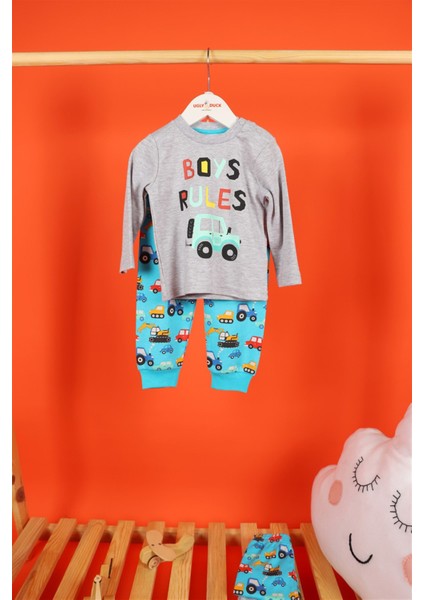 09 - 36 Ay Erkek Bebek Arabalı Pijama Takımı