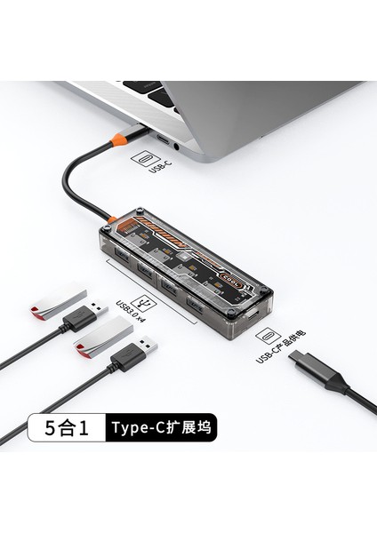 Perspektif 5.-C Type-C Yerleştirme Istasyonu USB Hub Çok Fonksiyonlu Hub Konuşma Istasyonu Dönüştürücü (Yurt Dışından)