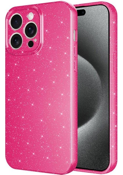 iPhone 15 Pro Max Kılıf Kamera Korumalı Simli Parıltılı Lüks Silikon