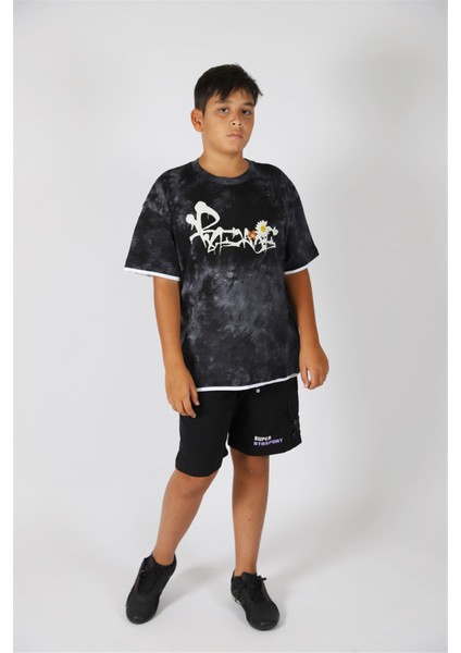 09-14 Yaş Erkek Çocuk Siyah Papatya T-Shirt fırsatları