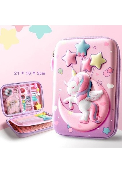 3D Kalem Kutusu - Sevimli Unicorn Karakterli Büyük Boy 21 x 16 x 5 cm (Yurt Dışından)