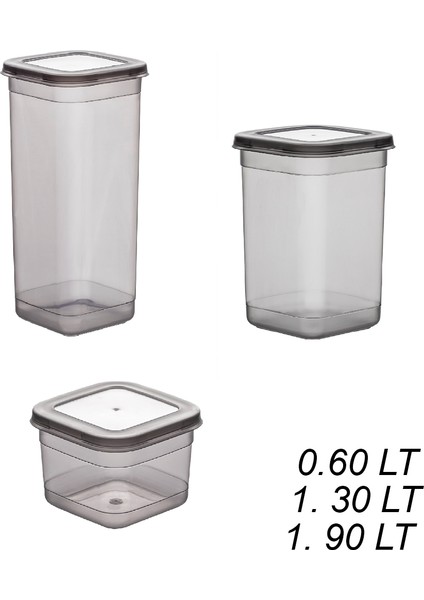 433-GR-6 36 Lı Kare Etiketli Gıda Erzak Baharat Saklama Kabı Seti 12X(0.60+1.30+1.90) Lt Gri modelleri