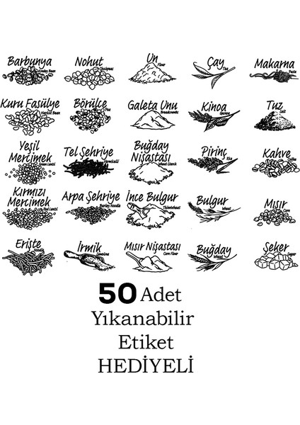 433-GR-6 36 Lı Kare Etiketli Gıda Erzak Baharat Saklama Kabı Seti 12X(0.60+1.30+1.90) Lt Gri fırsatları