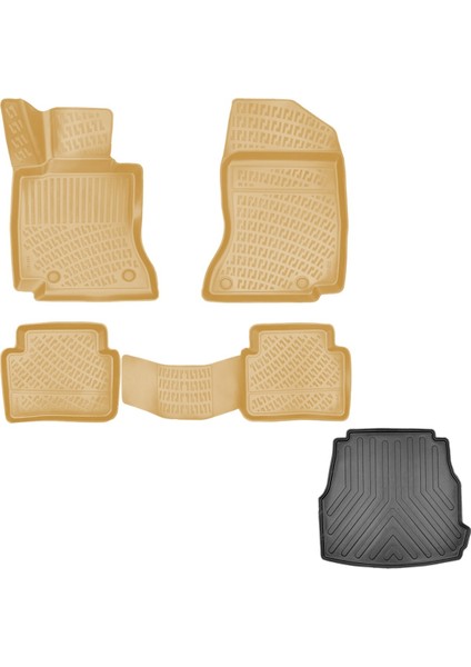 Mercedes C220 W206 3D Havuzlu Paspas Bej Renk + 3D Bagaj Havuzu Paspası 2021 Sonrası - Friemats